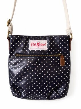 Cath Kidston London Polka Dot Crossbody Bag Navy Oilcloth Adjustable Strap
